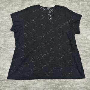 Torrid Shirt Womens 5X Black Sheer Stretch Lace Crew Neck Tee Plus Size Top